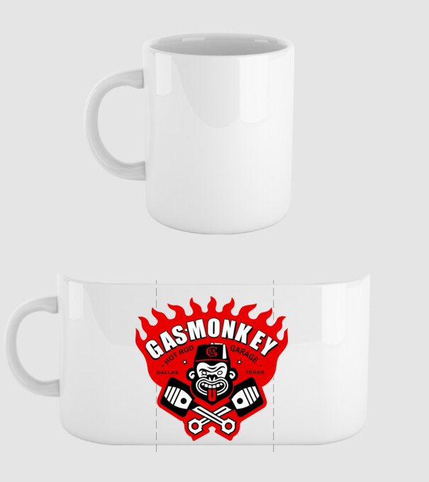 Gas Monkey model alb pe tricou