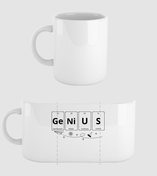 Genius periodic model alb pe tricou