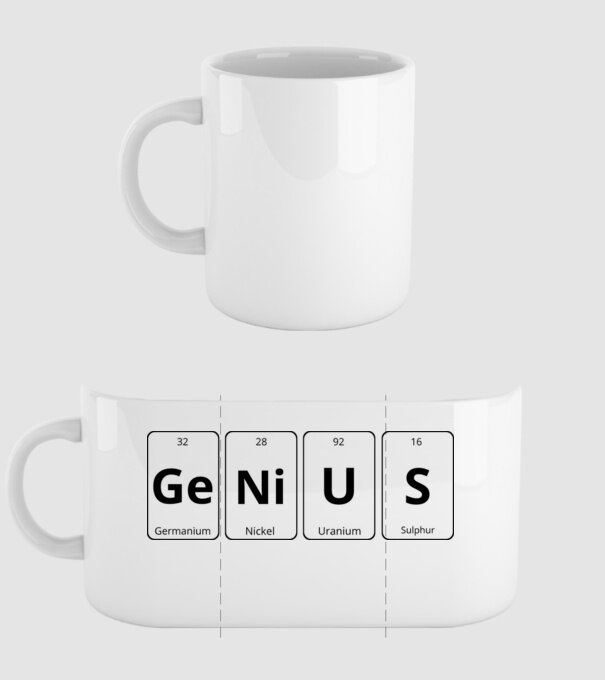 Genius periodic model alb pe tricou