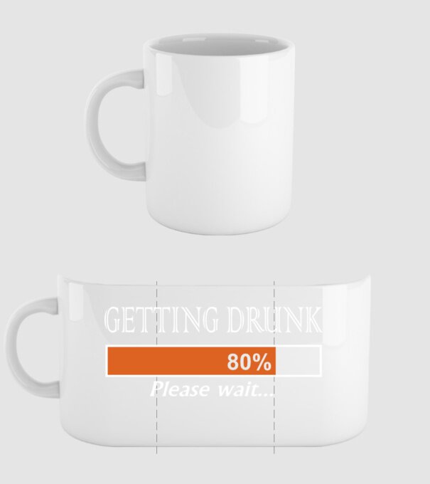 Getting drunk model alb pe tricou