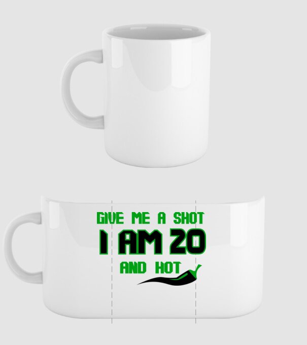 Give me a shot - 20 model alb pe tricou
