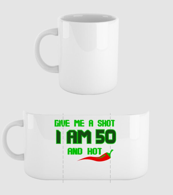 Give me a shot - 50 model alb pe tricou
