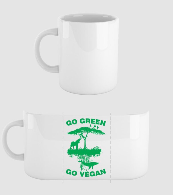 go green go vegan model alb pe tricou