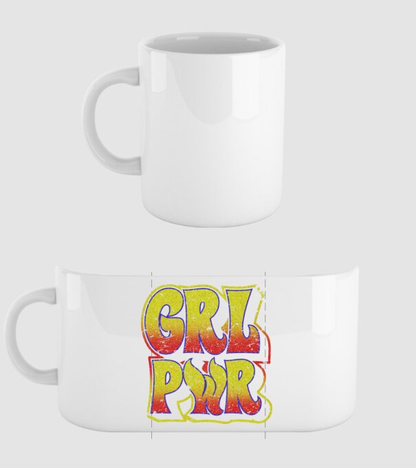 Girl Power retro model alb pe tricou