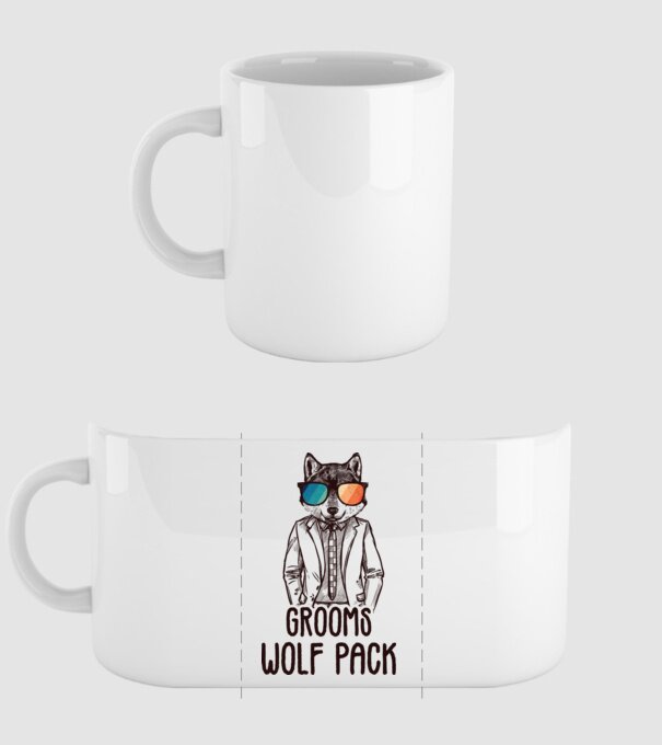 Grooms wolf pack model alb pe tricou