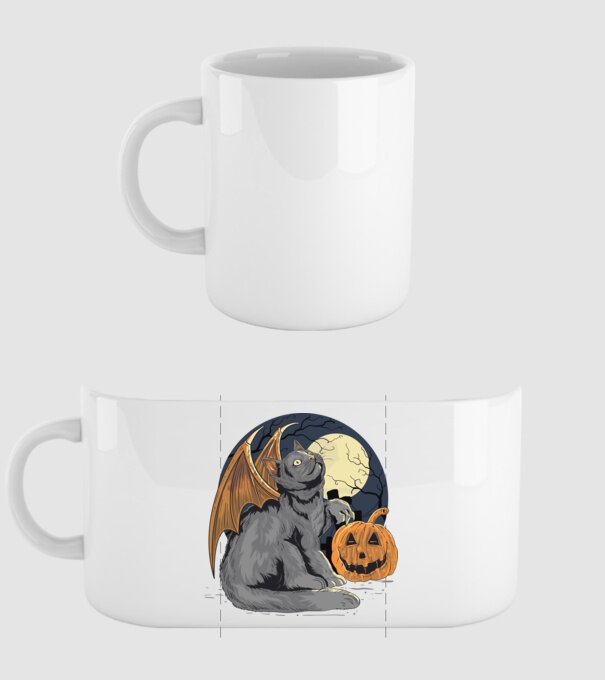 Halloween cica model alb pe tricou