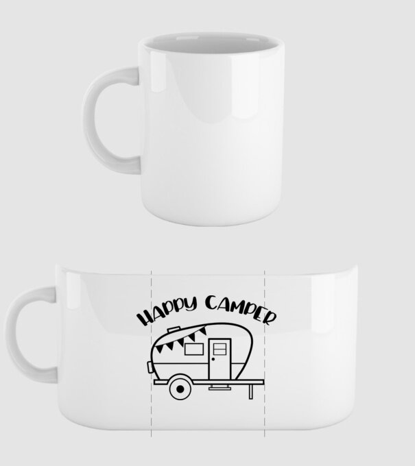 Happy camper model alb pe tricou