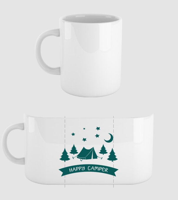 Happy camper tent model alb pe tricou