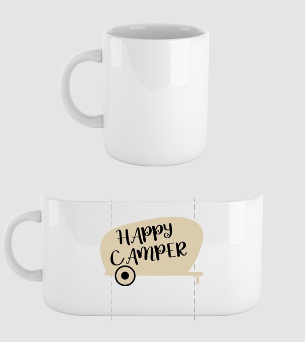 Happy camper text model alb pe tricou