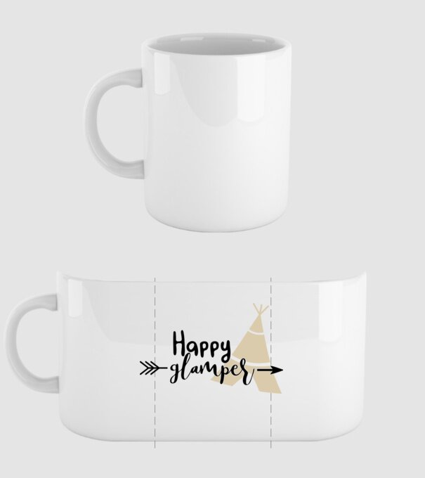 Happy glamper model alb pe tricou