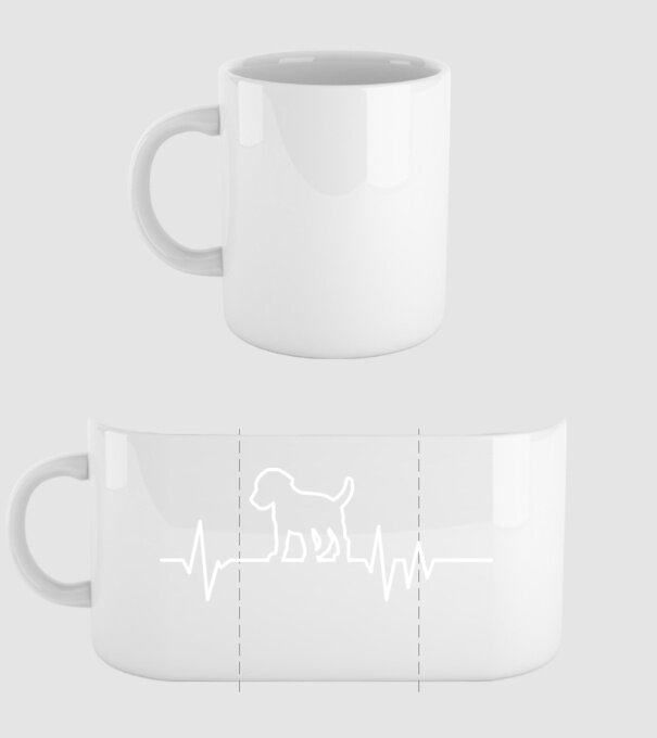Heartbeat line Beagle model alb pe tricou