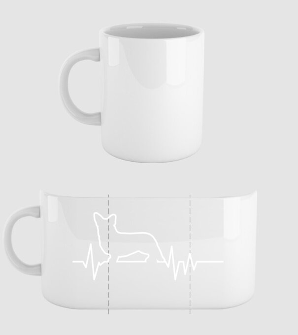 Heartbeat line Corgie model alb pe tricou