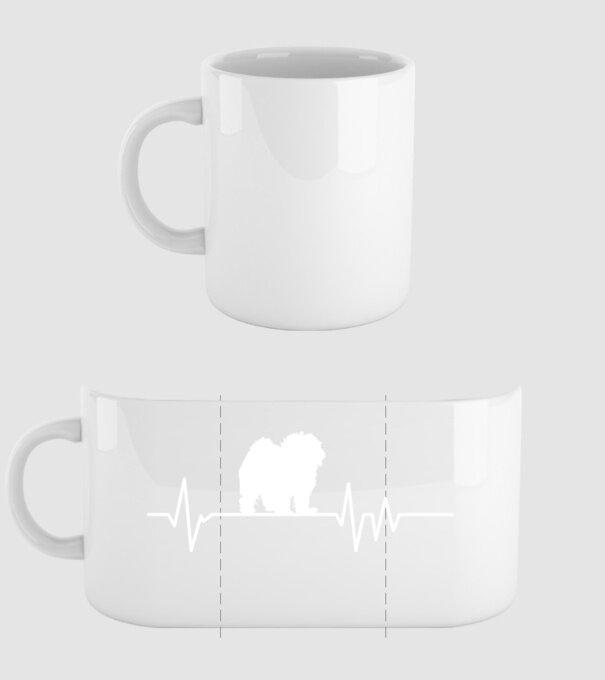 Heartbeat silueta Bolognese model alb pe tricou