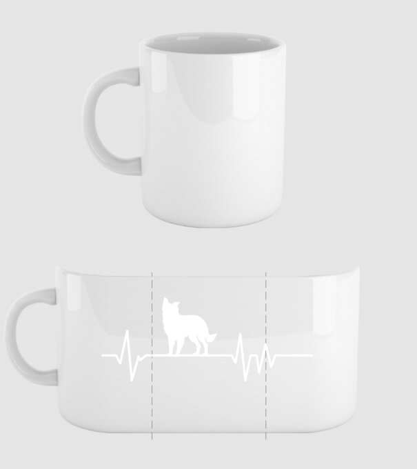 Heartbeat silueta Border collie model alb pe tricou