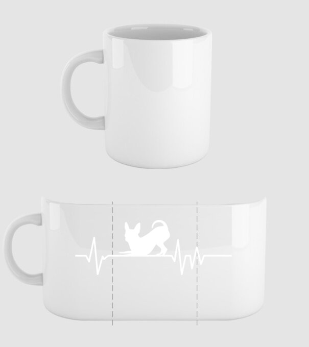 Heartbeat silueta Chihuahua model alb pe tricou