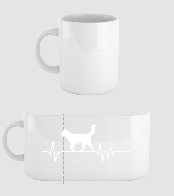 Heartbeat silueta Husky model alb pe tricou