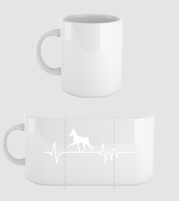 Heartbeat silueta Pinscher model alb pe tricou