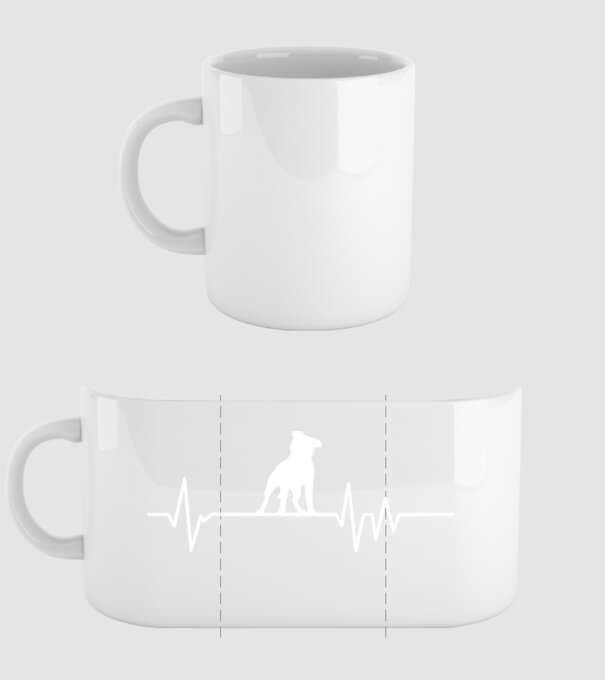 Heartbeat silueta Staffordshire terrier model alb pe tricou