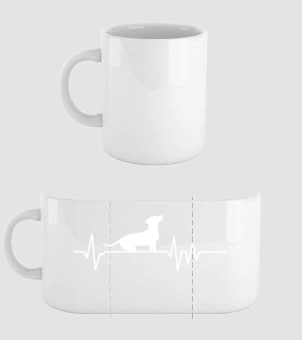 Heartbeat silueta Teckel model alb pe tricou