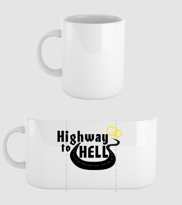 Highway to hell simple model alb pe tricou