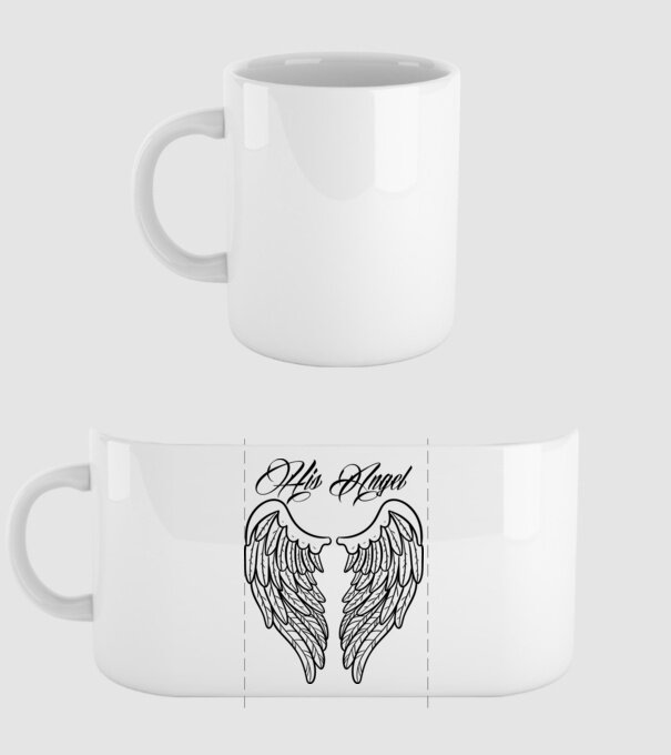 His Angel model alb pe tricou
