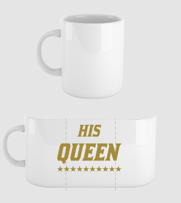 His Queen model alb pe tricou