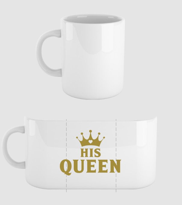 His Queen model alb pe tricou