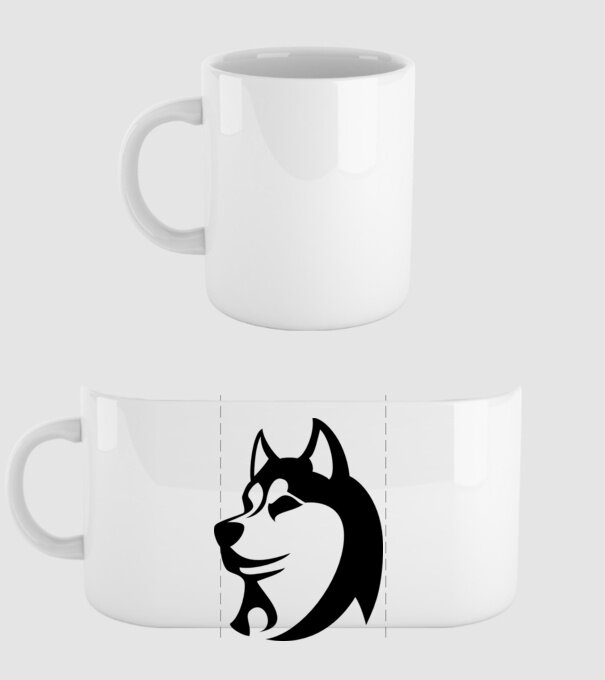 Husky model alb pe tricou