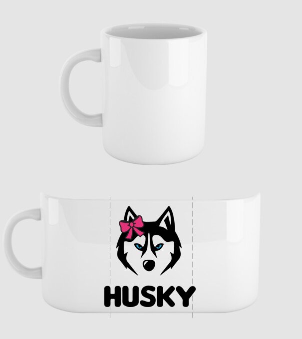 Husky fată model alb pe tricou