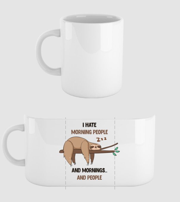 I Hate morning people and mornings and people leneș model alb pe tricou