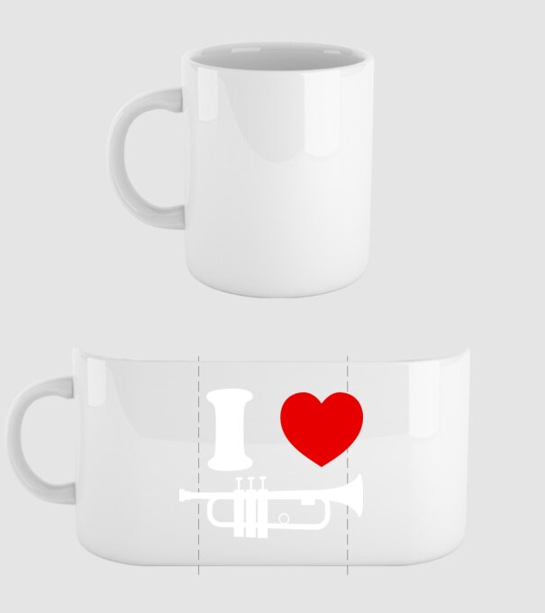 I heart trumpet model alb pe tricou