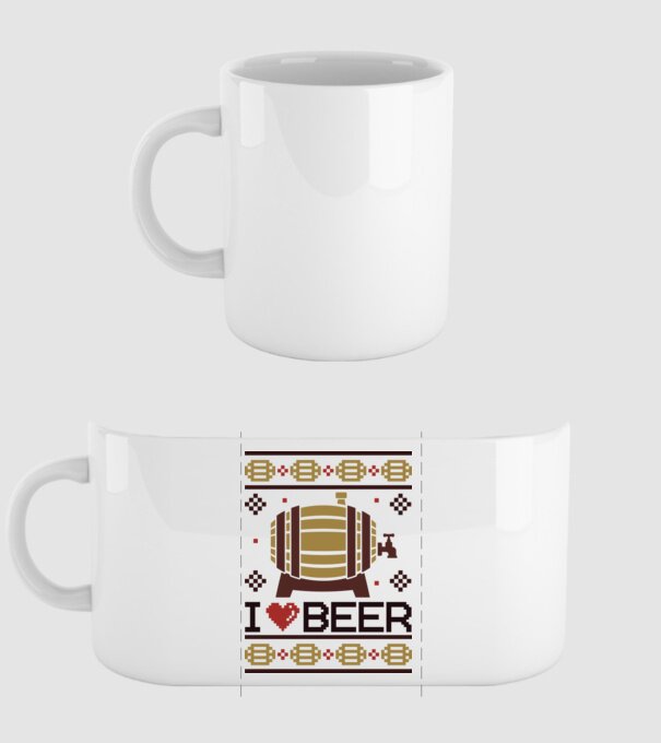 I love beer ugly sweater model alb pe tricou