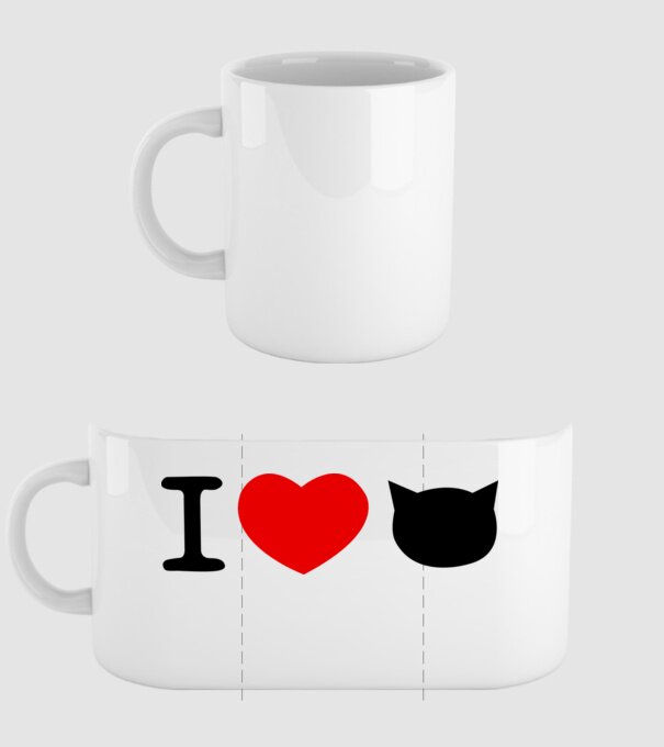 I love Pisică model alb pe tricou