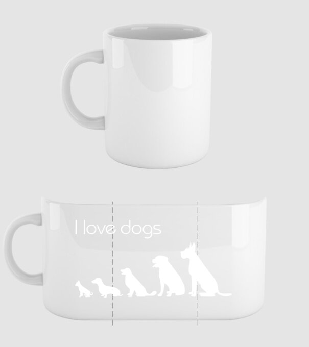 I love dogs model alb pe tricou