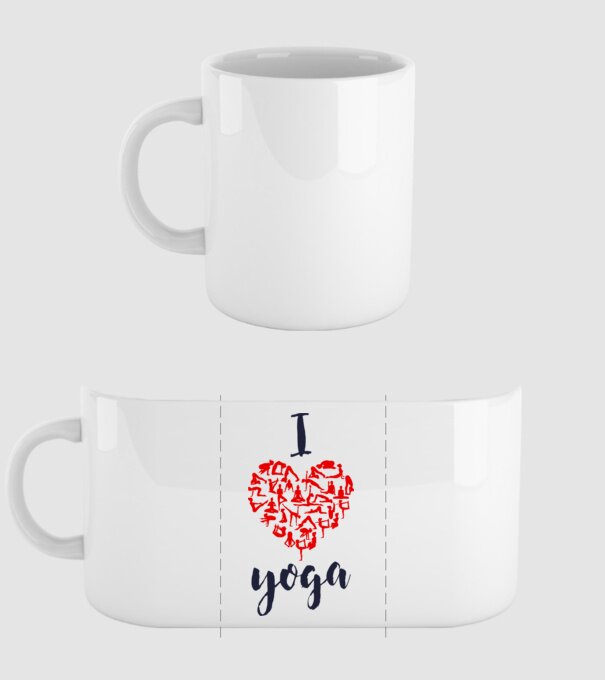 I love yoga model alb pe tricou