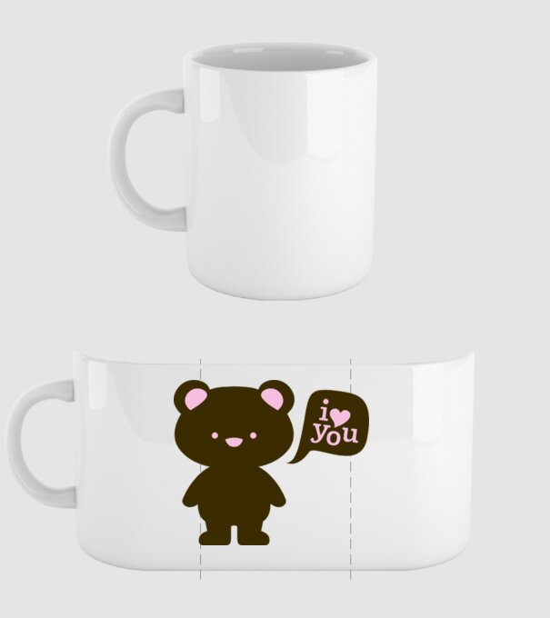 I Love You Bear model alb pe tricou