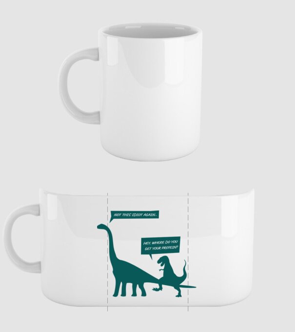 idiot dinosaur vegan model alb pe tricou