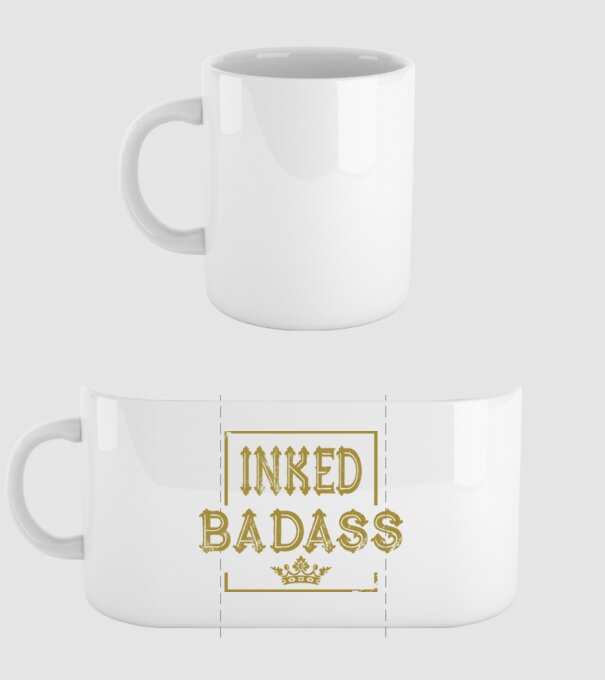 Inked Badass model alb pe tricou