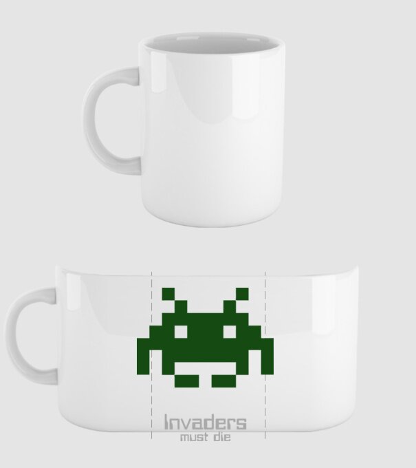 Invaders Must Die model alb pe tricou