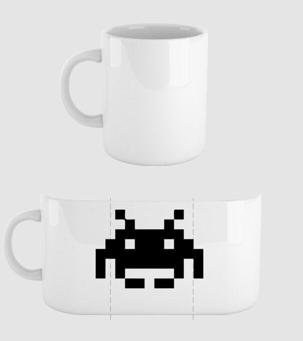 Invaders retro model alb pe tricou
