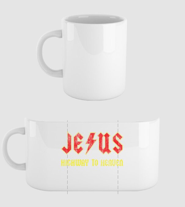 JESUS HIGHWAY TO HEAVEN model alb pe tricou