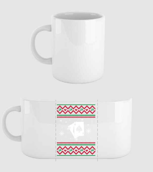 Model tricotat de Crăciun - poker model alb pe tricou