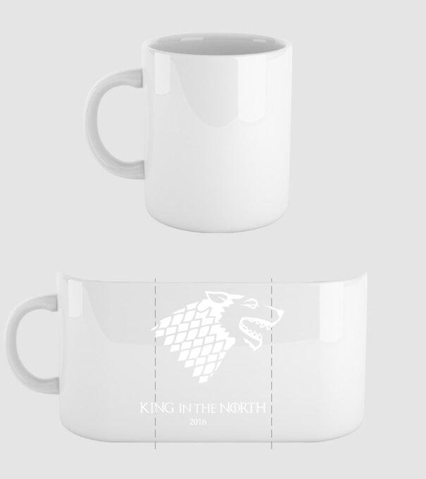 King in The North Wolf model alb pe tricou
