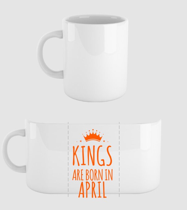 Kings are born in - April model alb pe tricou