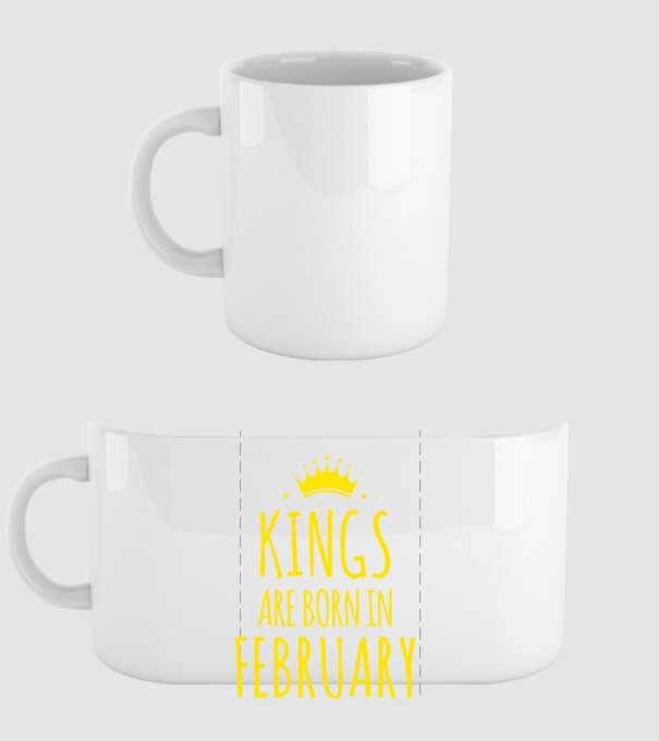 Kings are born in - February model alb pe tricou