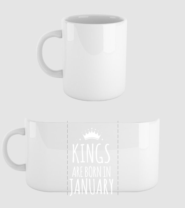 Kings are born in - January model alb pe tricou