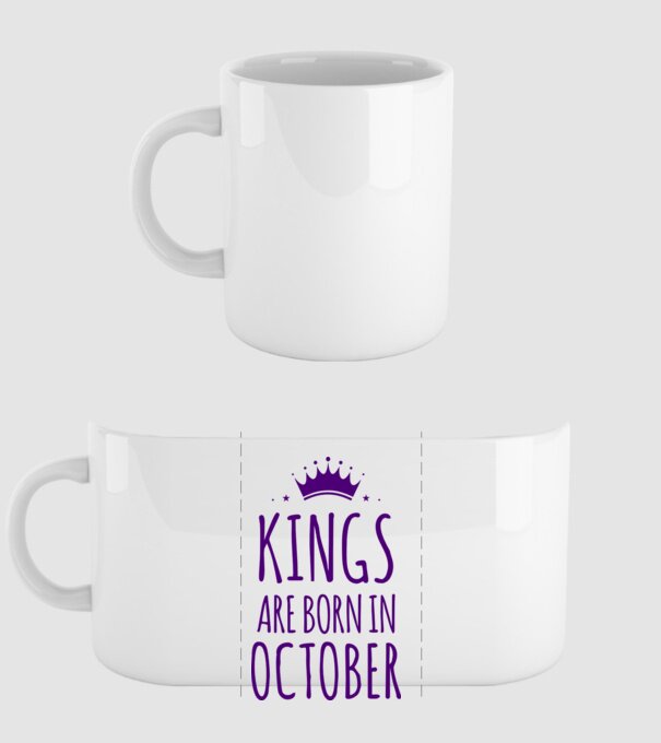 Kings are born in - October model alb pe tricou