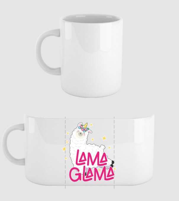 Lama glama model alb pe tricou