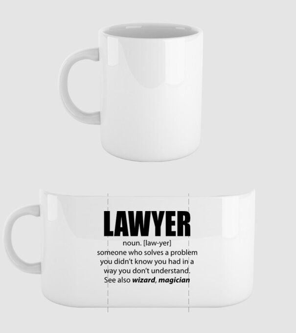 Lawyer - definiție avocat model alb pe tricou