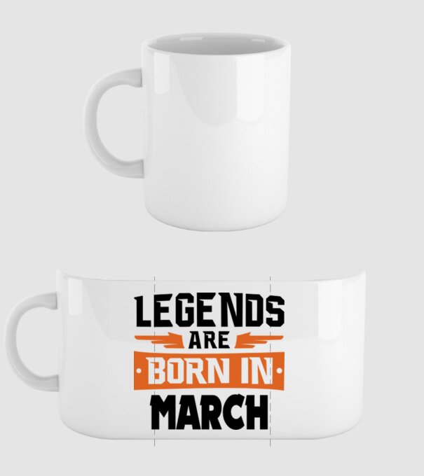 Legends are born in March model alb pe tricou
